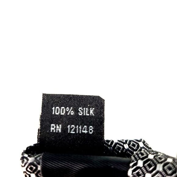 Merona Silk Tie Woven Black White Geometric - Picture 5 of 6